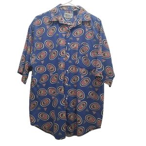 Vintage IMPACT Men's Button Up Blue Multicolored Bold Abstract Geo Print Size M